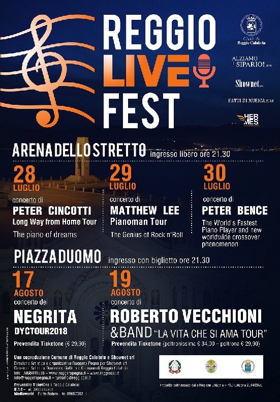 PETER CINCOTTI, MATTHEW LEE e PETER BENCE IN TRIONFO AL REGGIO LIFE FEST PETER CINCOTTI, MATTHEW LEE e PETER BENCE IN TRIONFO AL REGGIO LIFE FEST